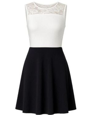 Conquista Neutrals Lace Detail Skater Dress - White