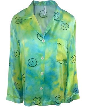Roy G. Acid Tie Dye Silk Pajama Top - Green