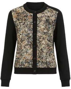 Conquista Long Sleeve Print Cardigan - Black