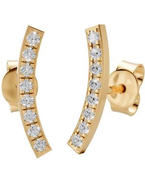 Aya Fine Jewelry Curved Bar Lab Diamond Stud Earrings - Metallic