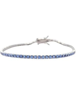 Harfi Sterling Aquamarine Gemstone Tennis Bracelet - White