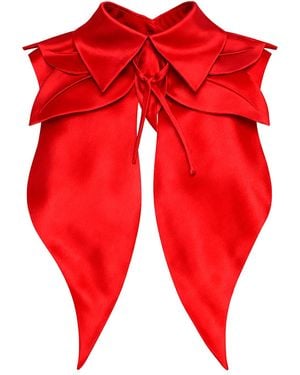 Julia Allert Oversized Satin Bib Collar - Red