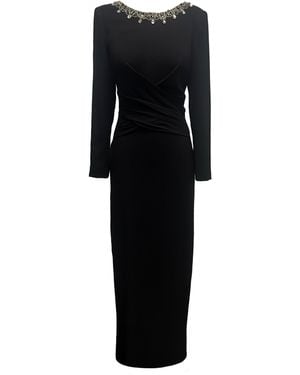Dress the Population Anne Scoop Back Long Sleeved Gown - Black