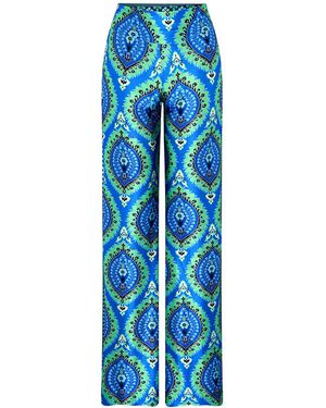 Beatrice von Tresckow Peacock Wide Stretch Flare Trousers - Blue