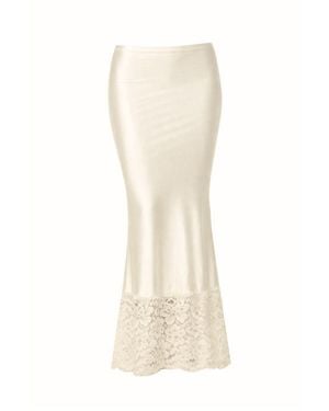 Montce Neutrals Cream Silkie Natalia Skirt W Lace - White