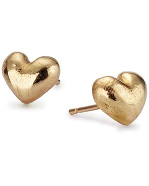 Lulu and Boo Jewellery Chunky Puffy Heart Solid Nine Carat Stud Earrings - Metallic