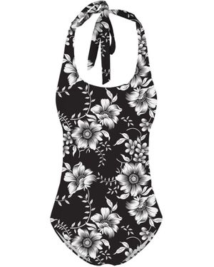 Aloha From Deer Dark Flowers Swimsuit - Black