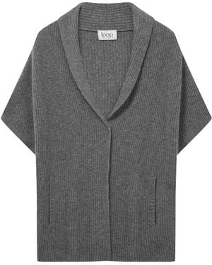 Loop Cashmere Half Cardigan Sleeveless Cardigan - Gray