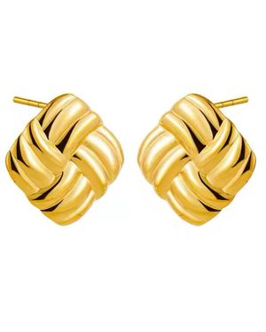 Nazzar Midi Wind Square Earrings - Metallic