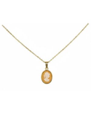 Silver & Elegant Co. Mini Cameo Shell Thick Plated Bronze Necklace - Metallic