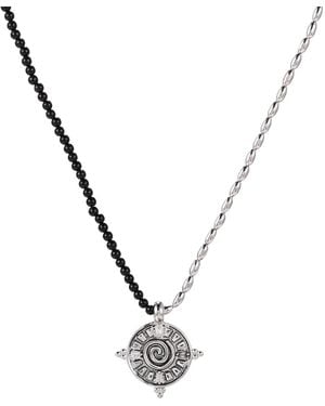 Aurozia Three Charms Solar Meridian The Sun Crystal Beaded Necklace Agate - Metallic