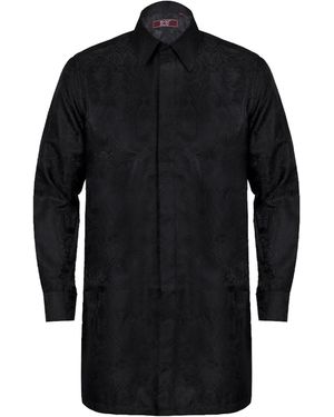 DAVID WEJ Kensington Floral Jacquard Tunic Shirt - Black