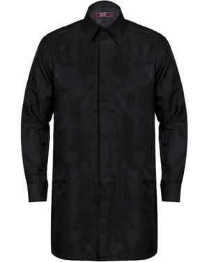 DAVID WEJ Kensington Floral Jacquard Tunic Shirt - Black