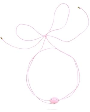 Saule Label Lily Tie Necklace - White
