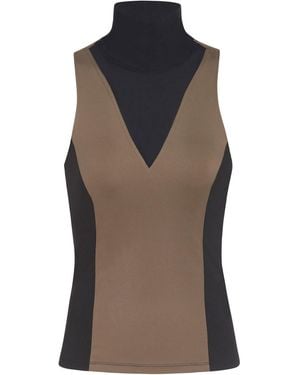Bennu Mock Neck Top, & Dark - Brown