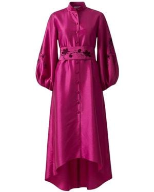 IZABELA MANDOIU Fuchsia Taffeta Embroidered Dress - Purple