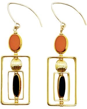 Aracheli Studio And Caramel Vintage German Glass Beads Art Deco Earrings - Metallic