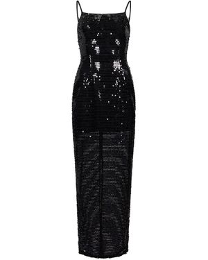Egyptian Blue Spaghetti Long Sequin Dress - Black