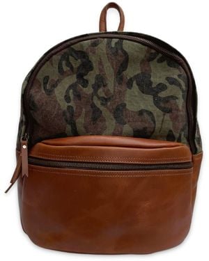 VIDA VIDA Camo & Leather Backpack - Camo - Brown