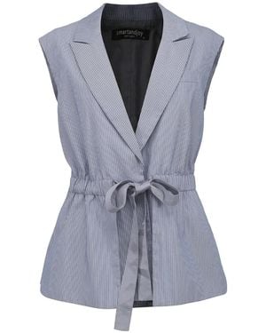 Smart and Joy Waistcoat With Drawstring - Blue