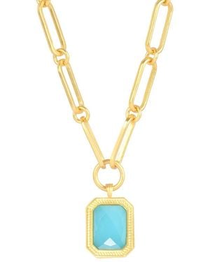 Lila Rasa Paperclip Chain Rectangular Bahamain Crystal - Metallic