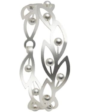 Saachi Beaded Botanical Hook Bracelet - Metallic