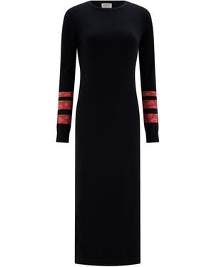 Sugarhill Liselle Knitted Midi Dress Leopard Stripe - Black