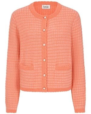 Loop Cashmere Crew Neck Cardigan - Pink