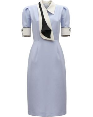 Julia Allert Formal Fitted Dress With Collar - Blue