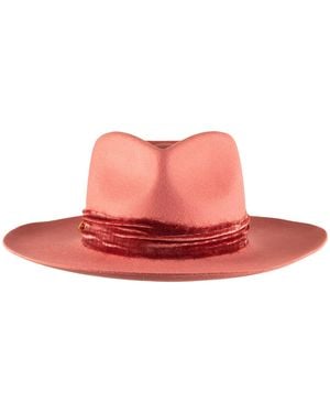 Shaded the Label Hendra Velvet Fedora Hat - Red