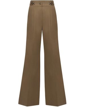 Tia Dorraine Flared Trousers With Adjustable Waist - Natural