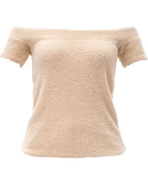 Maison Bogomil Off Shoulder Fine Knit Blouse - Natural