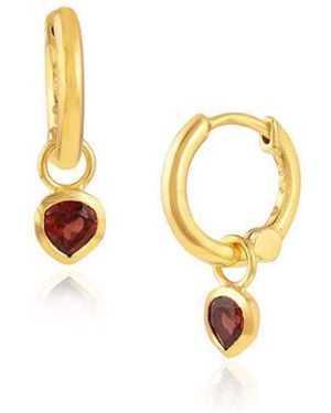 Moon London Mani Garnet Heart Mini Hoops - Metallic
