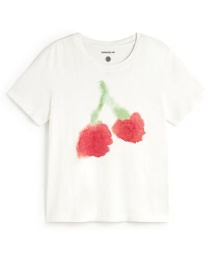Thinking Mu Blurry Cherry Ida T-Shirt - White