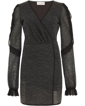 LES FRIDAY Alexis Ruffle Trim Mini Dress - Black