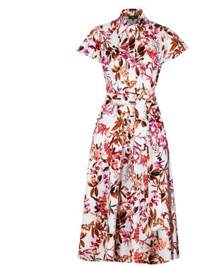 Isha's Timeless Blooming Flora Short Sleeve Shirt Dress - Red