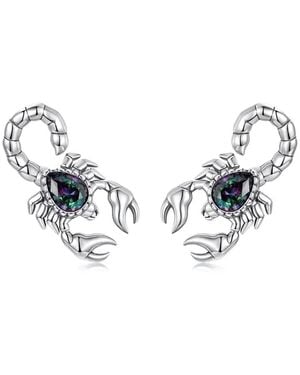 Angel Barocco Vintage Scorpion Mystic Stone Stud Earrings - Blue