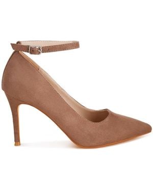 Rag & Co Dittany Ankle Strap Stiletto Heel Court Shoes - Brown