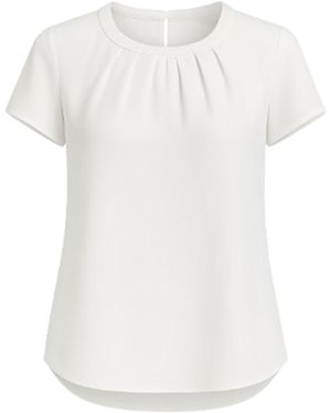 Conquista Neutrals Elegant Polyester-Elastane Georgette Crepe Top With Keyhole Back - White