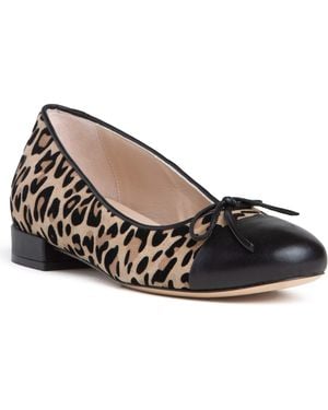 Beautiisoles by Robyn Shreiber Made in Italy Neutrals Beatrice Animal Printed Suede Comfortable Elegant Flat Ballerina - Black