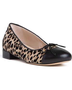 Beautiisoles by Robyn Shreiber Made in Italy Neutrals Beatrice Animal Printed Suede Comfortable Elegant Flat Ballerina - Black