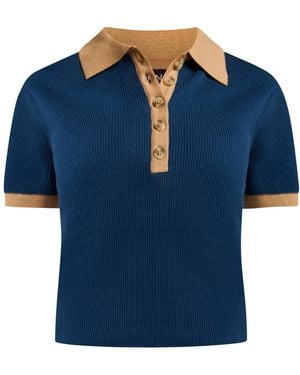 Known Supply Zuri Knit Polo Top - Blue