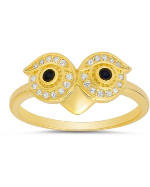 Kylie Harper Diamond Cz Owl Band Ring - Metallic