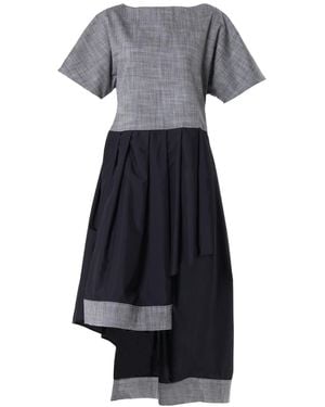 Metamorph Two-Toned Asymmetrical Denim Tunic Dress - Blue