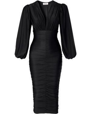 AGGI by HALEWSKI Gloria Long Sleeve Draped Dress - Black