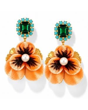 The Pink Reef Peach Pansy Earring - Orange