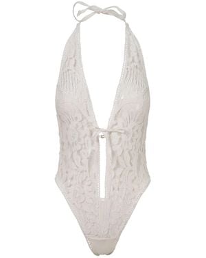 Belle -et-BonBon Shalom Super Soft Eyelash Lace Cotton Bridal Body - White