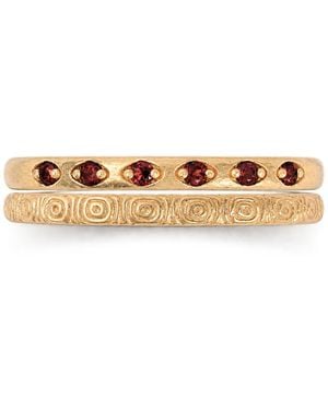 ASSUWA Antonius Natural Garnet Plated Sterling Ring Set - Metallic