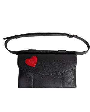 Laura Olaru Zelda Leather Belt Bag With Heart Attached - Black
