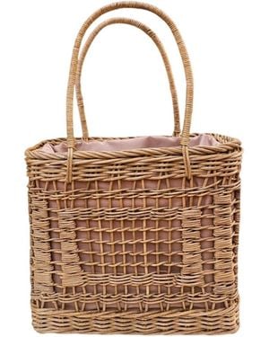 OhSun Neutrals Mirren Wicker & Glass Bead Bucket - Brown